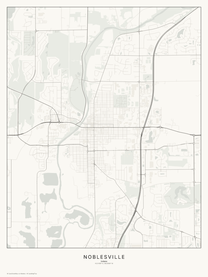 Noblesville map poster, classic style