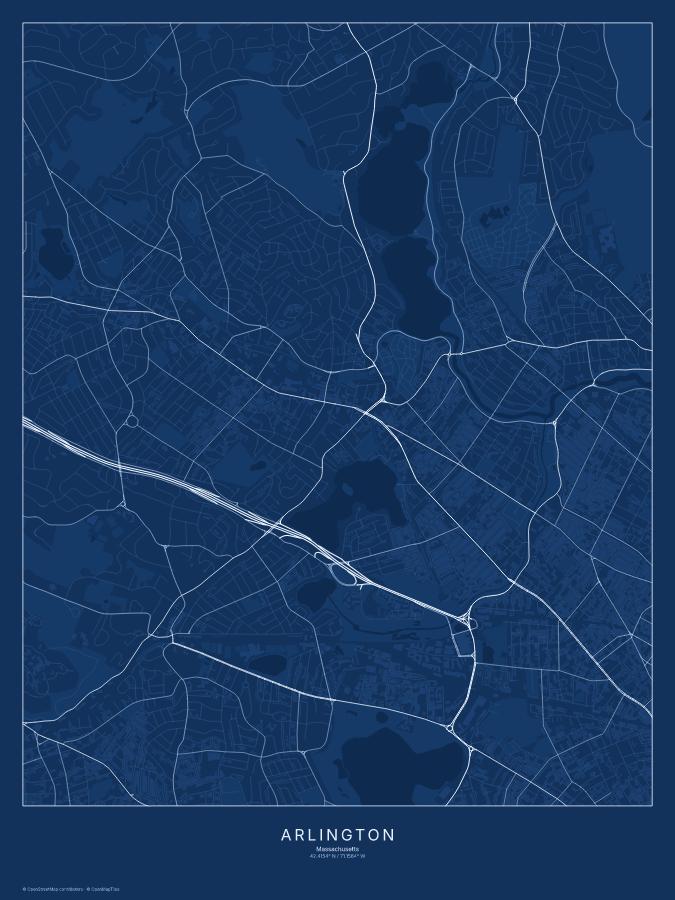 Arlington map poster, blueprint style