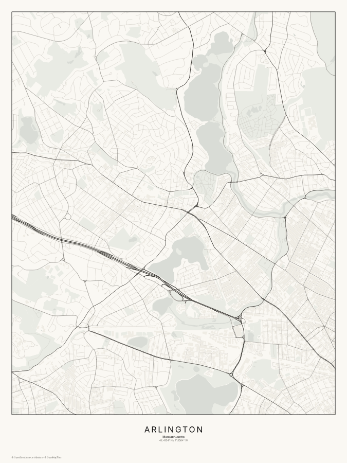 Arlington map poster, classic style