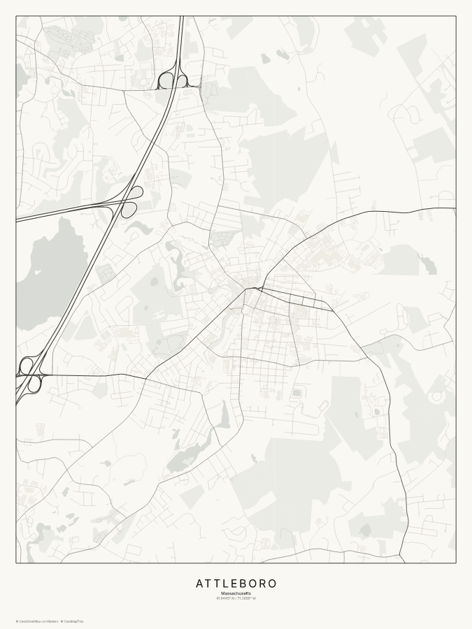 Attleboro map poster, classic style