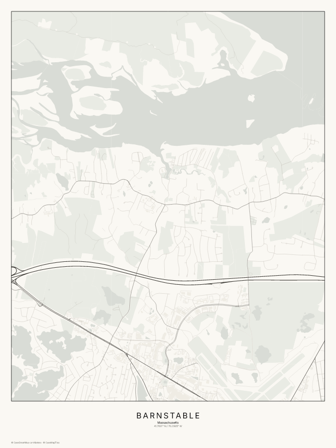 Barnstable map poster, classic style