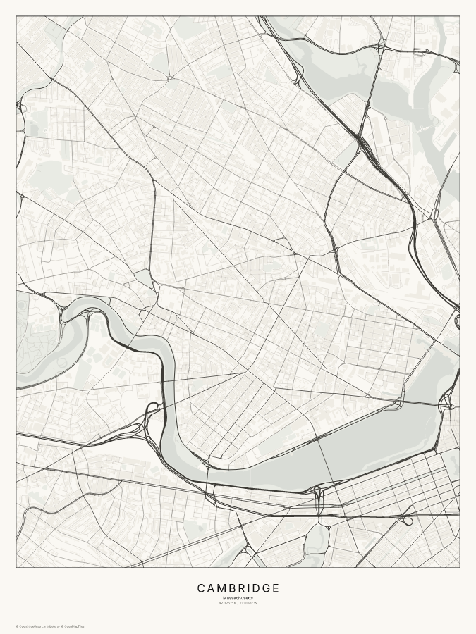 Cambridge map poster, classic style