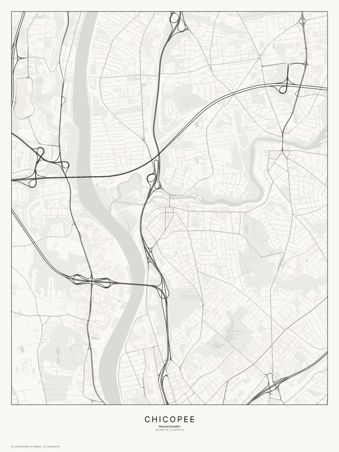 Chicopee map poster, classic style