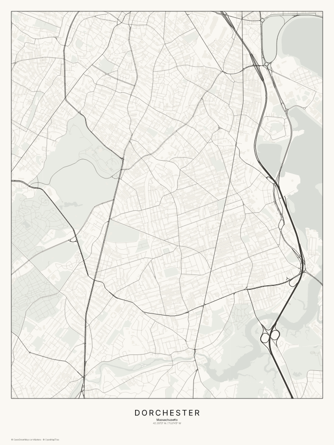 Dorchester map poster, classic style