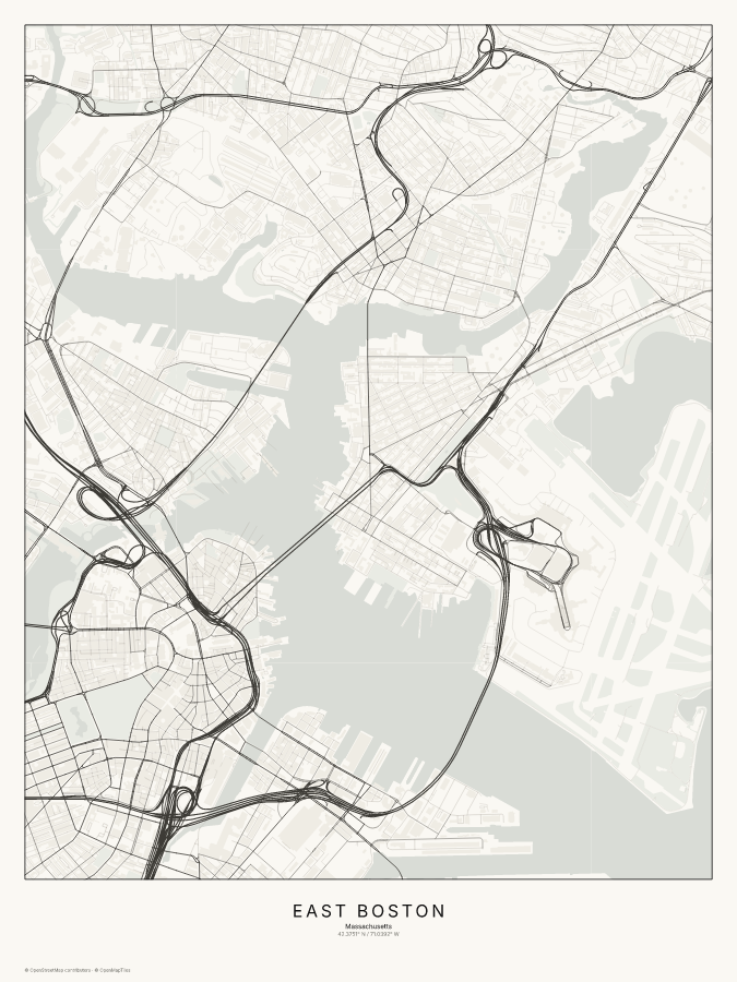 East Boston map poster, classic style