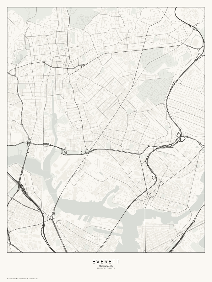 Everett map poster, classic style