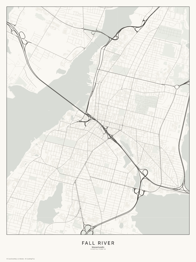 Fall River map poster, classic style