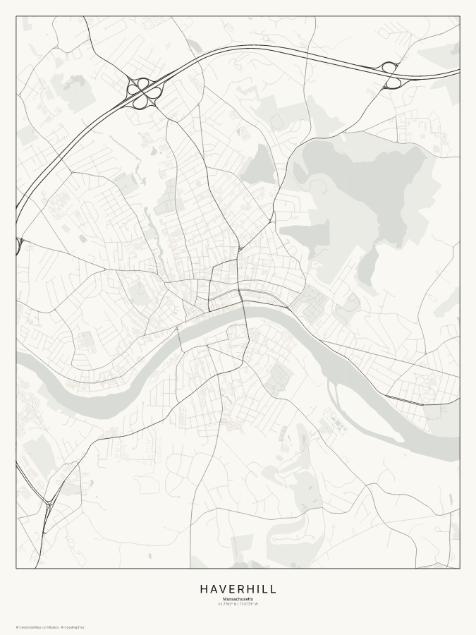 Haverhill map poster, classic style
