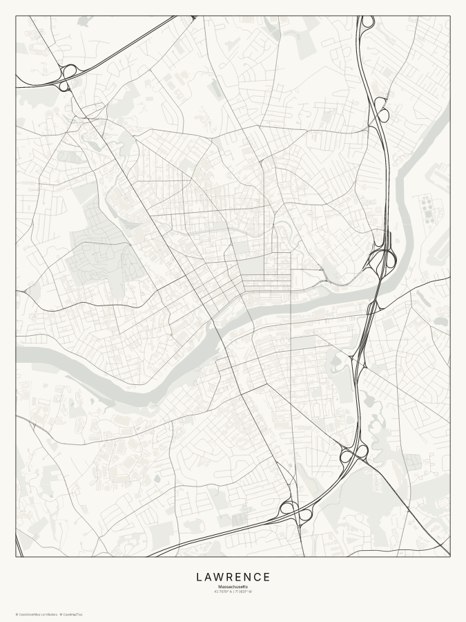 Lawrence map poster, classic style