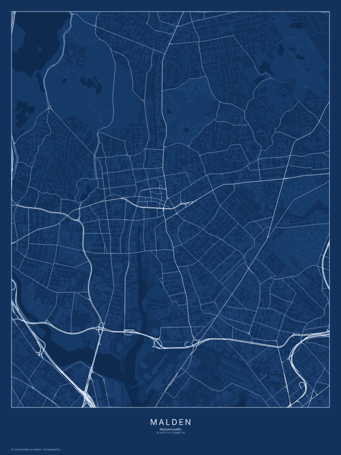 Malden map poster, blueprint style