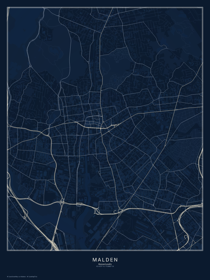 Malden map poster, midnight style