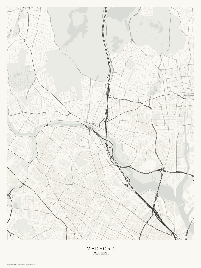 Medford map poster, classic style