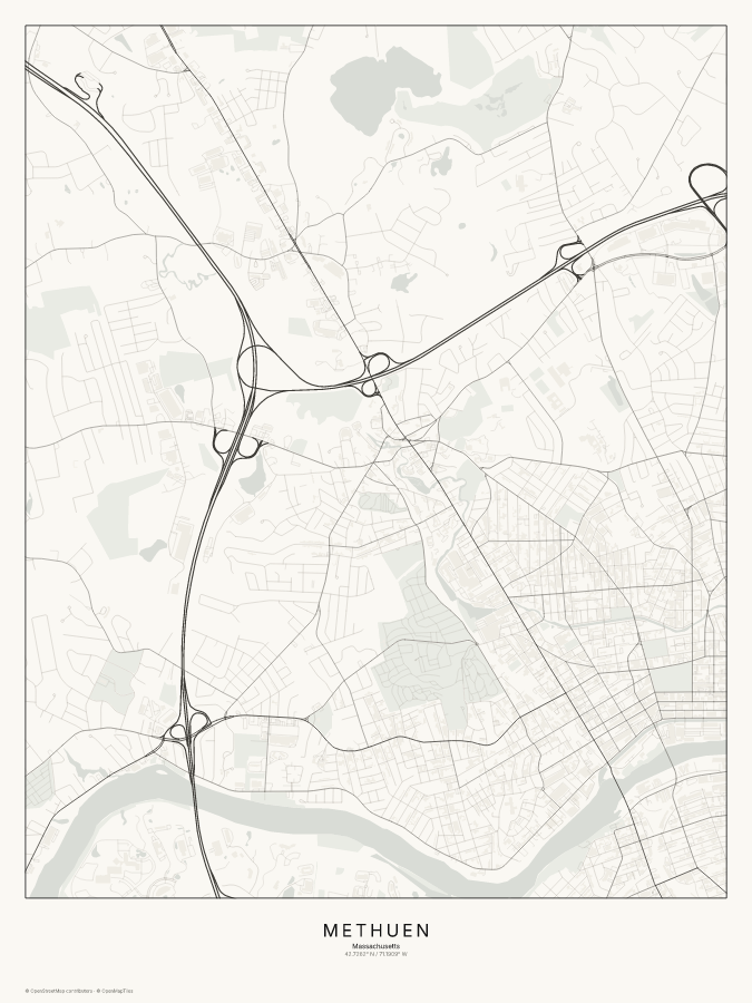Methuen map poster, classic style