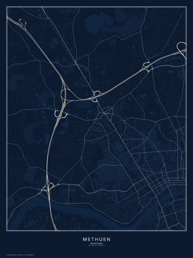 Methuen map poster, midnight style