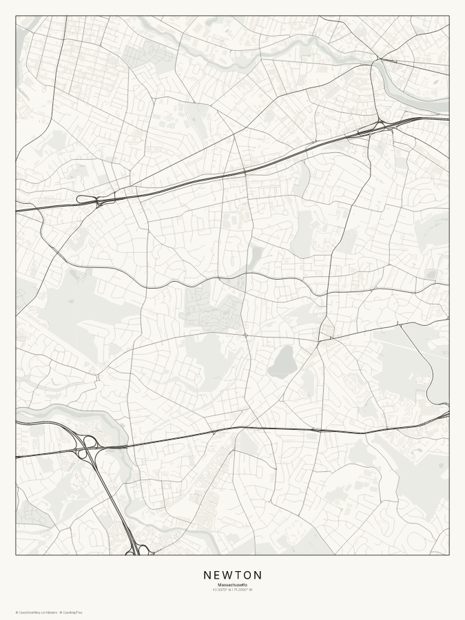 Newton map poster, classic style