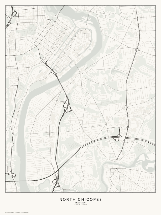 North Chicopee map poster, classic style