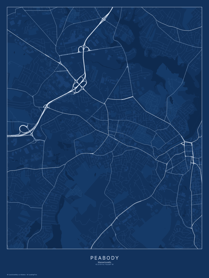 Peabody map poster, blueprint style
