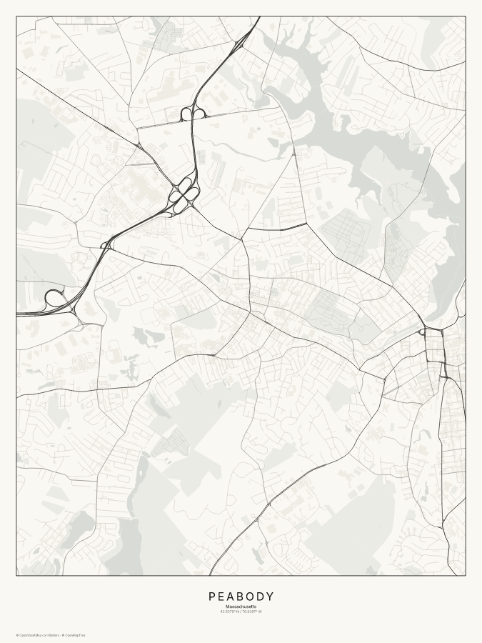 Peabody map poster, classic style