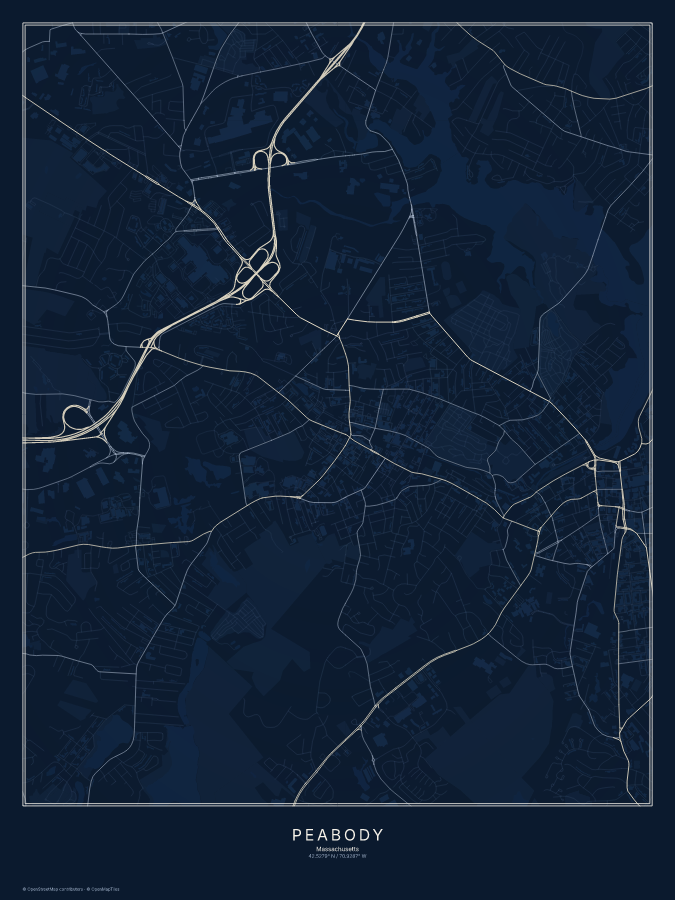 Peabody map poster, midnight style