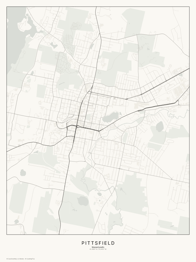 Pittsfield map poster, classic style