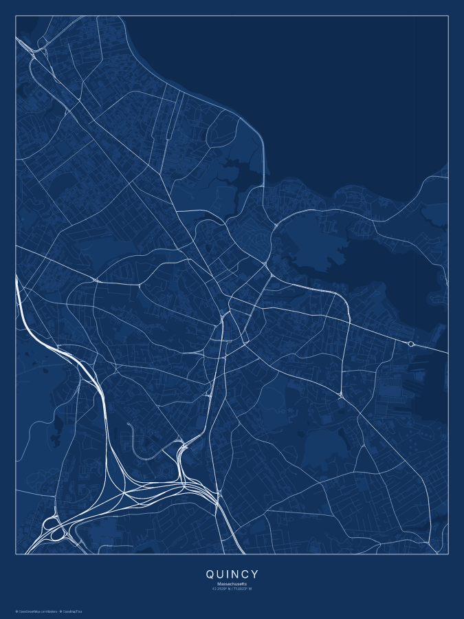Quincy map poster, blueprint style