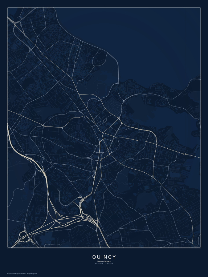 Quincy map poster, midnight style