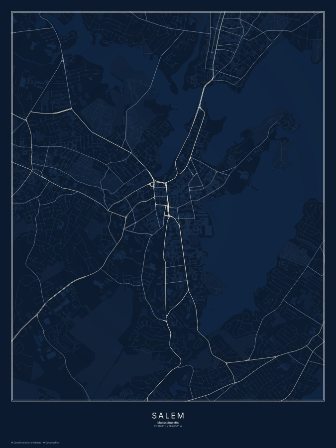 Salem map poster, midnight style