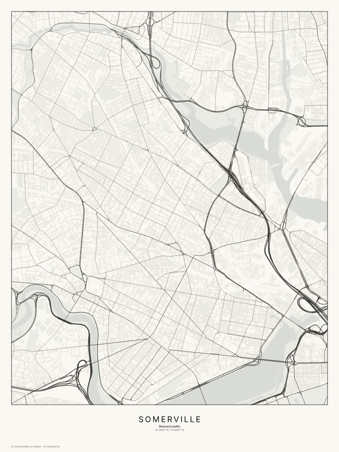 Somerville map poster, classic style