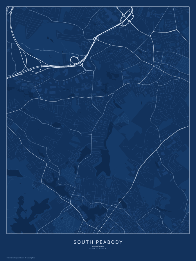 South Peabody map poster, blueprint style