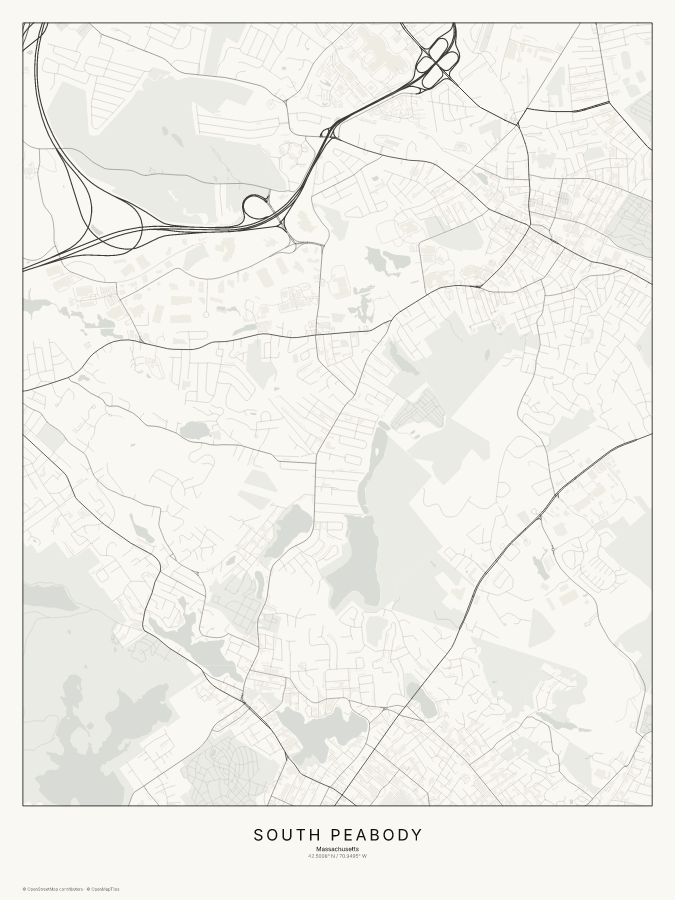 South Peabody map poster, classic style