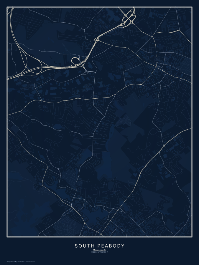 South Peabody map poster, midnight style