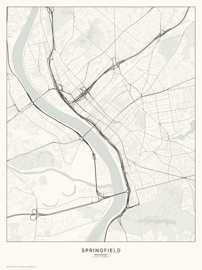 Springfield map poster, classic style