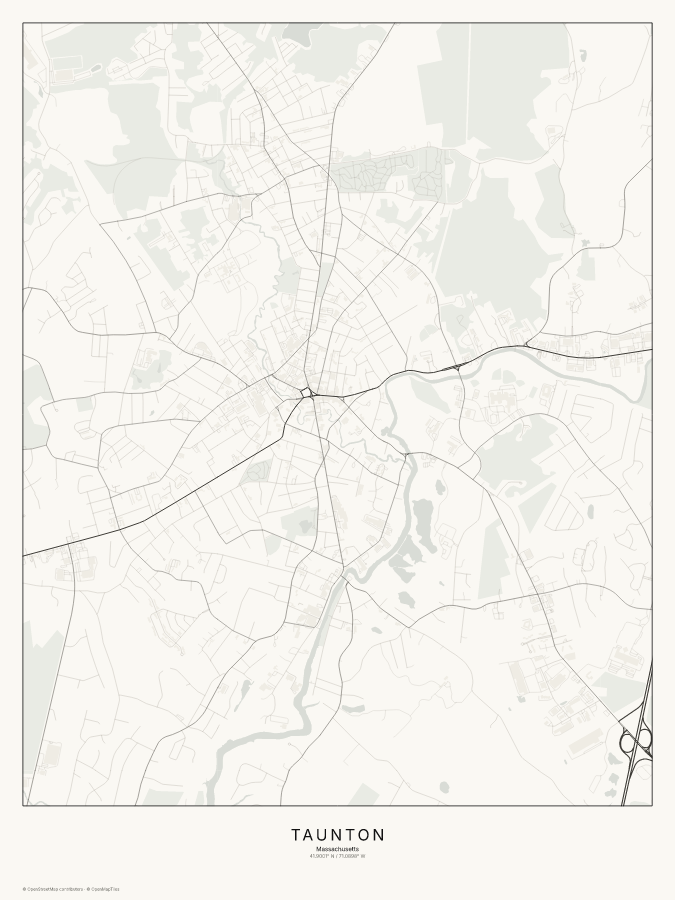 Taunton map poster, classic style