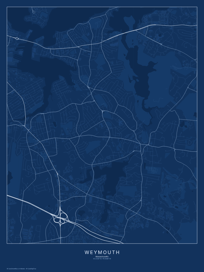 Weymouth map poster, blueprint style