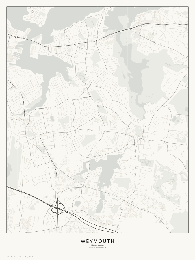 Weymouth map poster, classic style