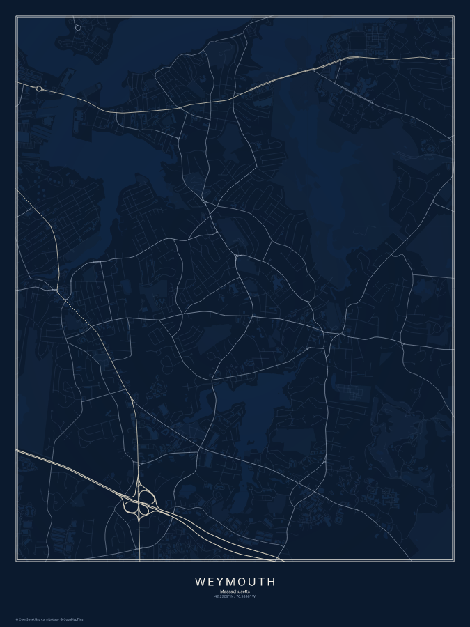 Weymouth map poster, midnight style