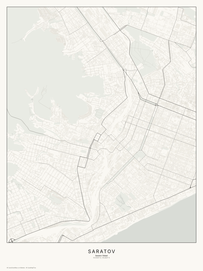Saratov map poster, classic style