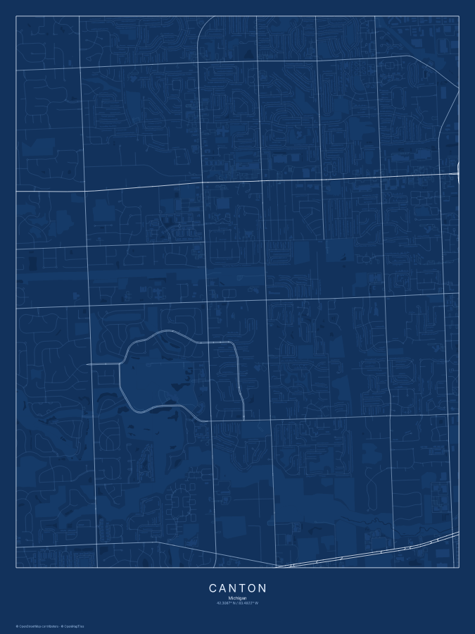 Canton map poster, blueprint style