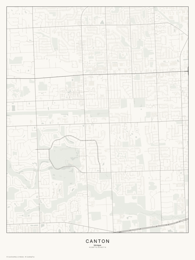 Canton map poster, classic style
