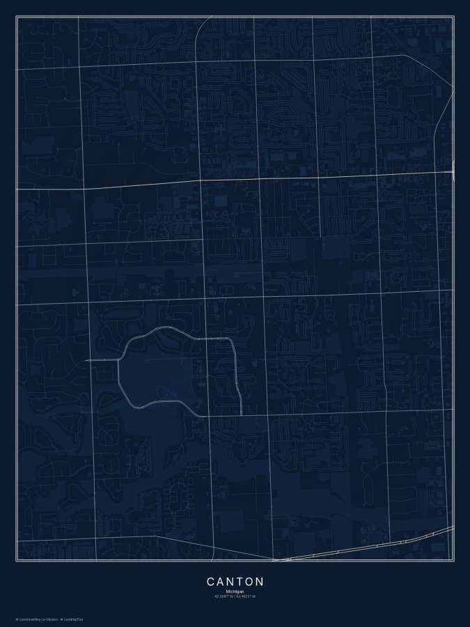 Canton map poster, midnight style