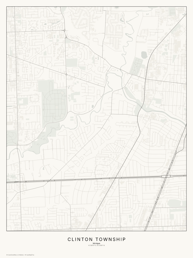 Clinton Township map poster, classic style