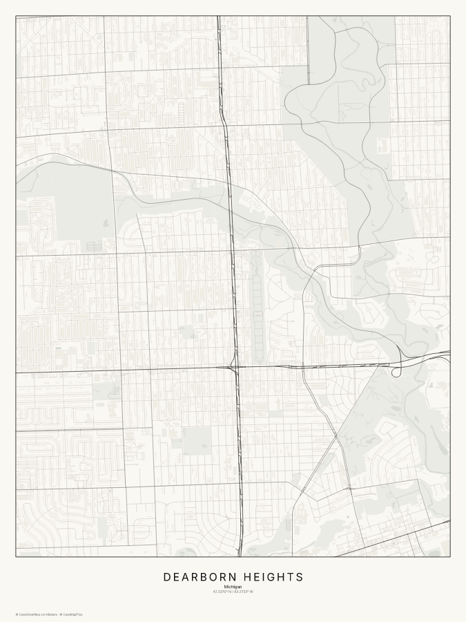 Dearborn Heights map poster, classic style