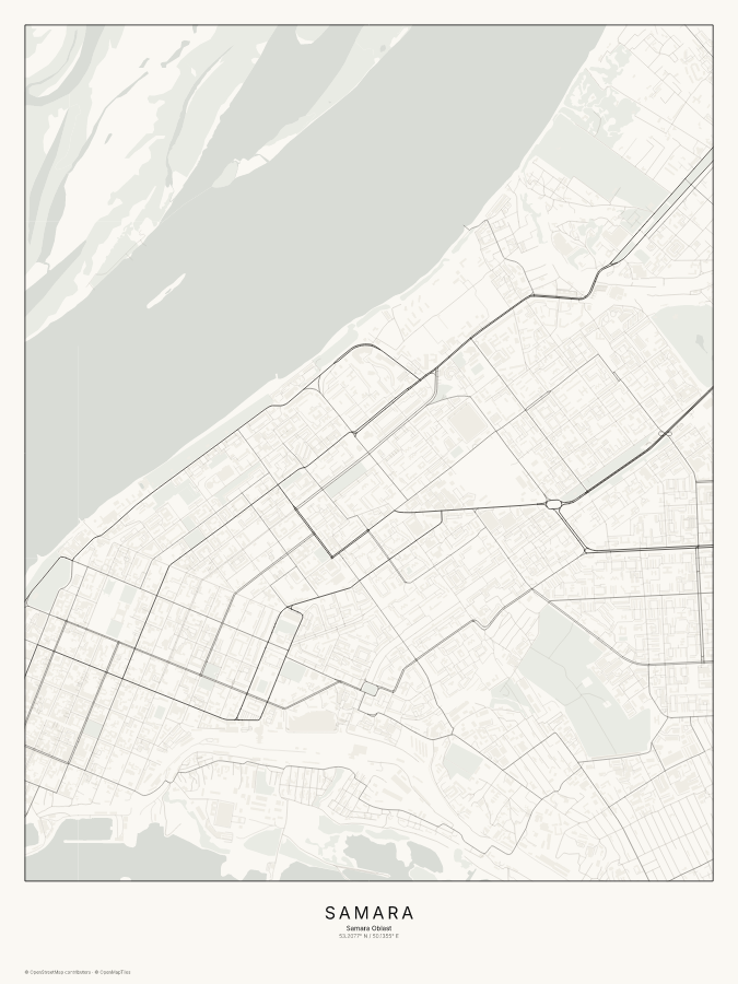 Samara map poster, classic style