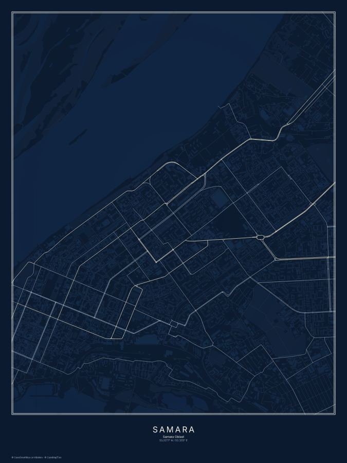 Samara map poster, midnight style