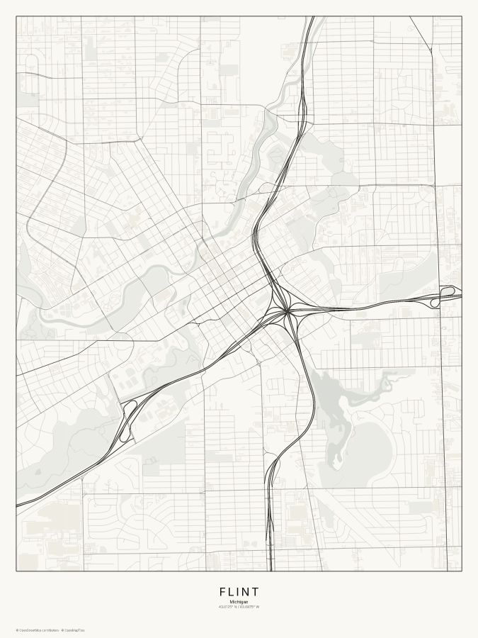 Flint map poster, classic style