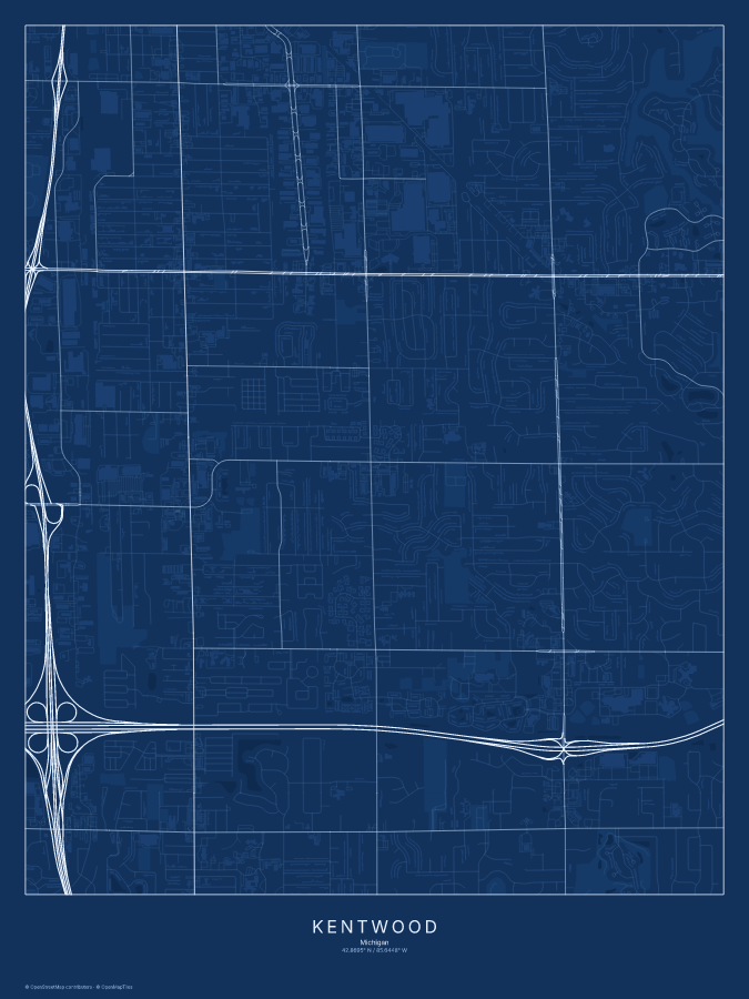 Kentwood map poster, blueprint style