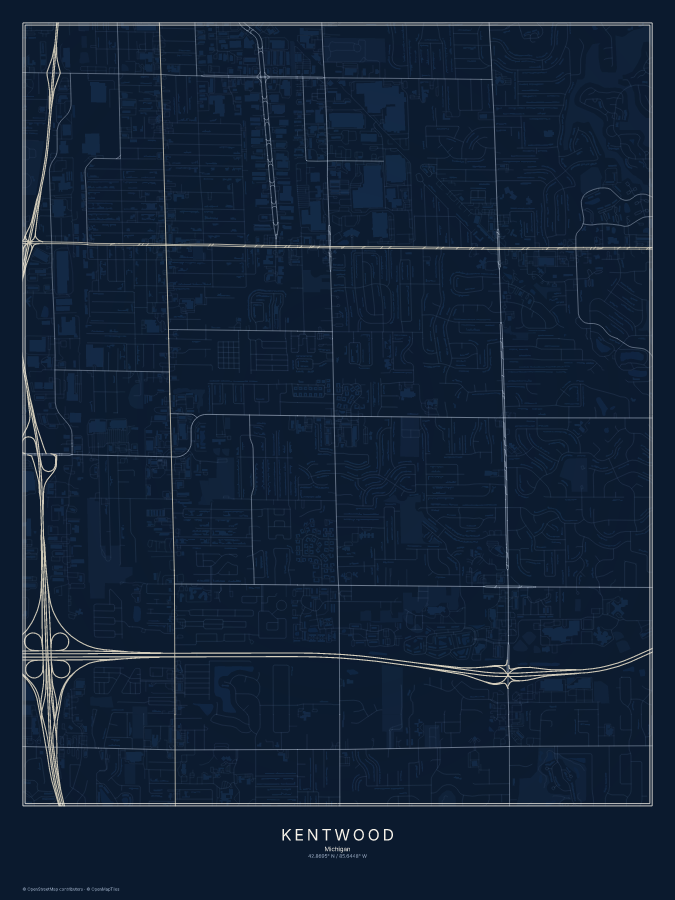 Kentwood map poster, midnight style