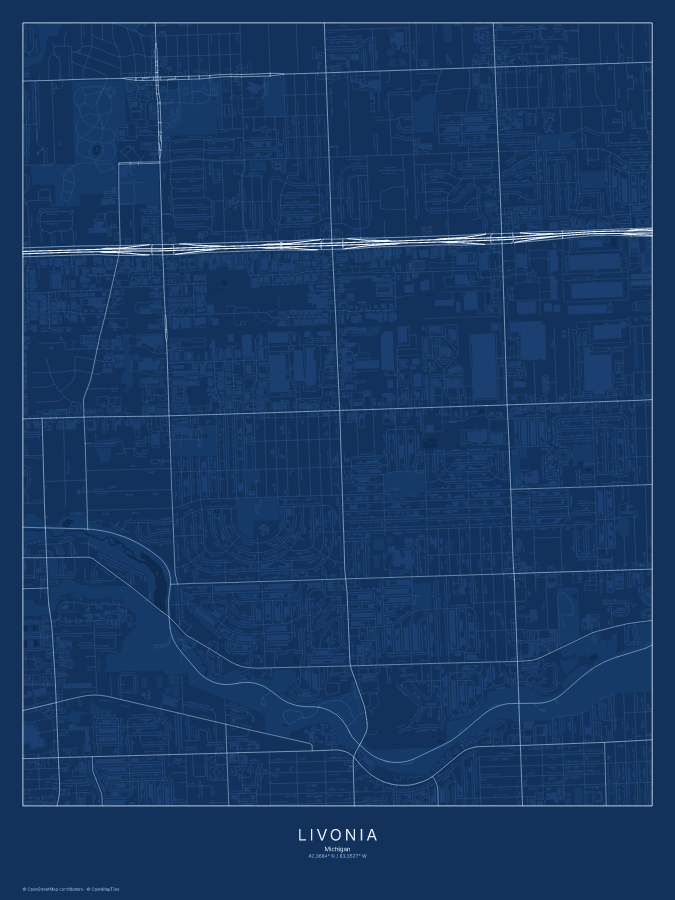 Livonia map poster, blueprint style