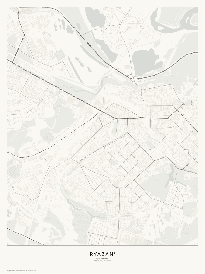 Ryazan’ map poster, classic style