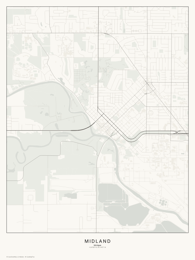 Midland map poster, classic style
